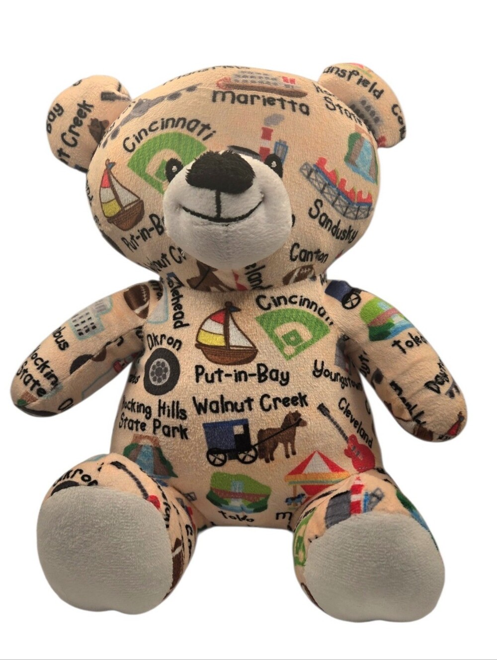 Teddy Bear Plushology Ohio Cities Beige  Souvenir Travel Stuffed Plush 9”